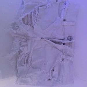 American Eagle white ripped jean shorts size 0